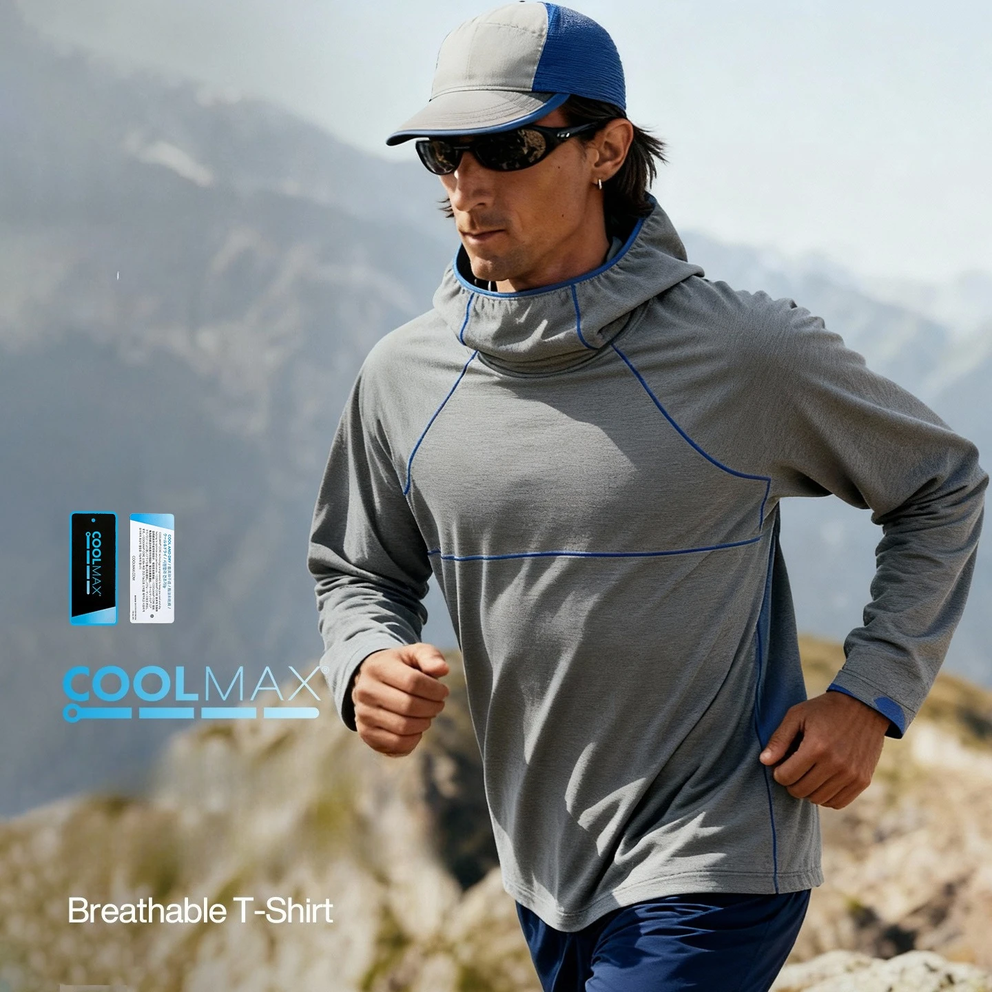 Unisex  Breathable T-Shirt, Moisture Wicking Quick-Dry Hooded, Outdoor Sports Tech Wear Hooded Long-sleeve Tracksuit