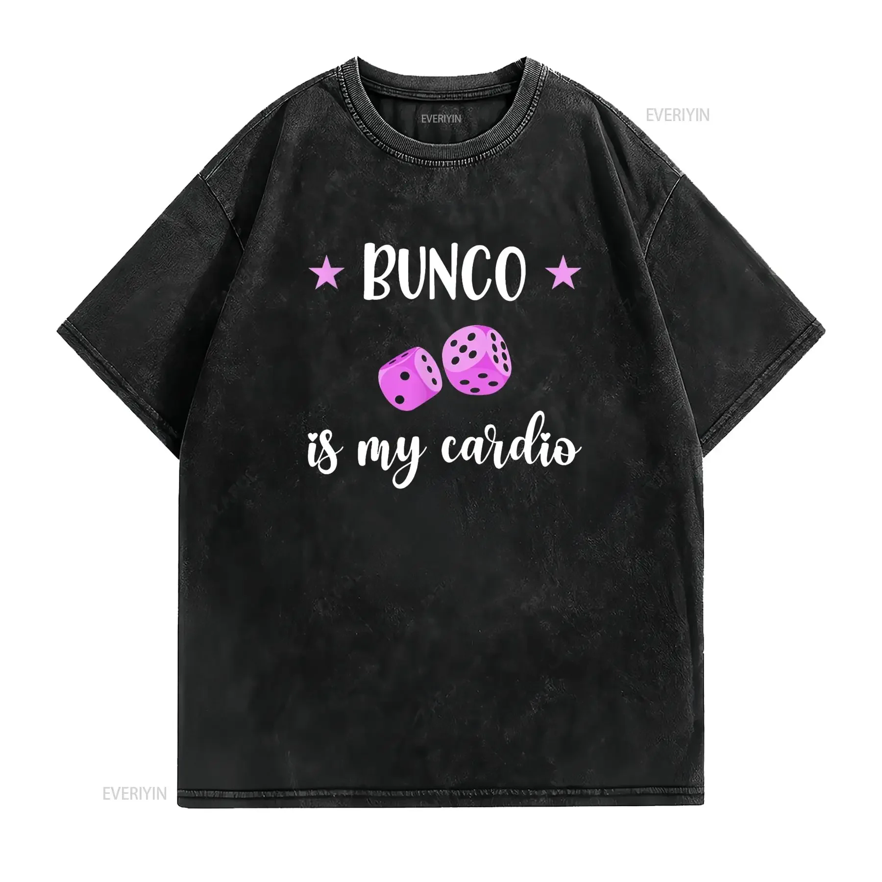 تي شيرت Bunco Is My Cardio تي شيرت عتيق مغسول وممتد وناعم ومصمم جرافيك أنيق ملابس علوية للارتداء اليومي مريح