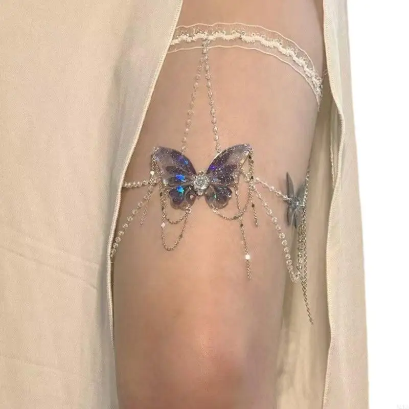 2025 New Leg Chain with Adjustable Length Butterfly Tassels Thigh Chain Stylish Jewelry