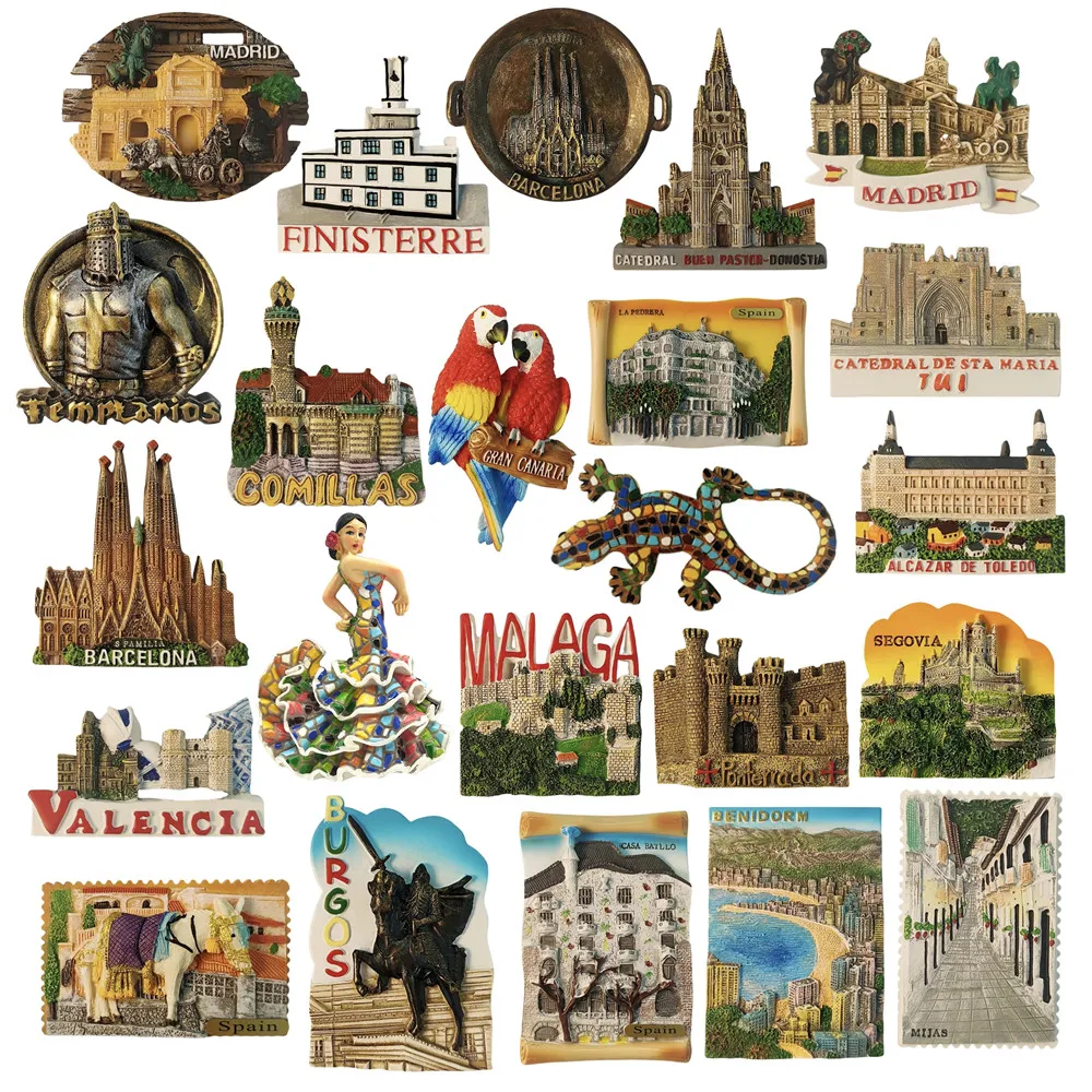Europe Spain 3D Refrigerator Magnet Tourist Souvenirs Stickers,Home & Kitchen Decoration Fridge Magnet Message Sticker