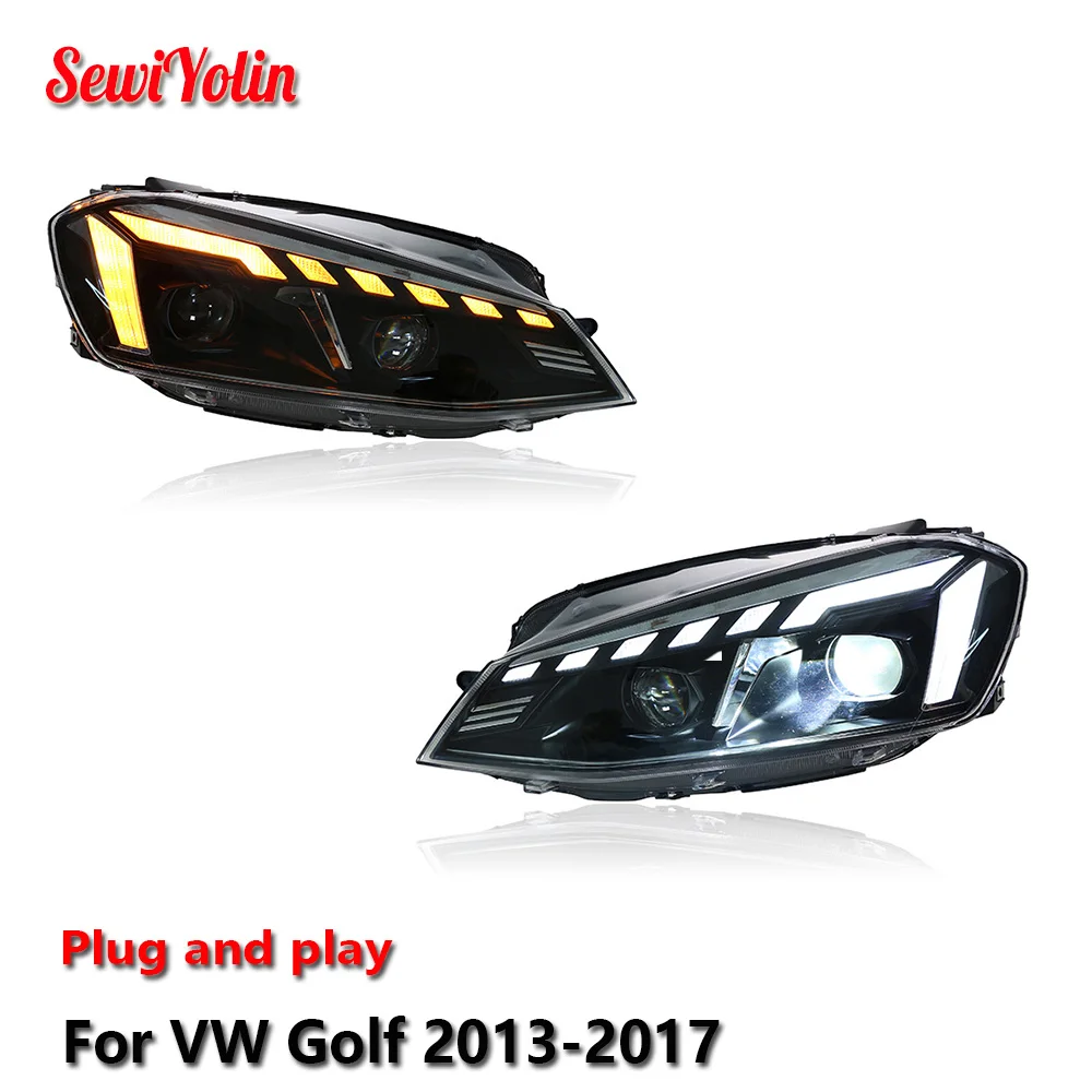 

Car LED Headlight Light Assemblies For VW Golf 2013-2017 Auto Fog DRL Brake Turn Signal Lamp Plug and Play