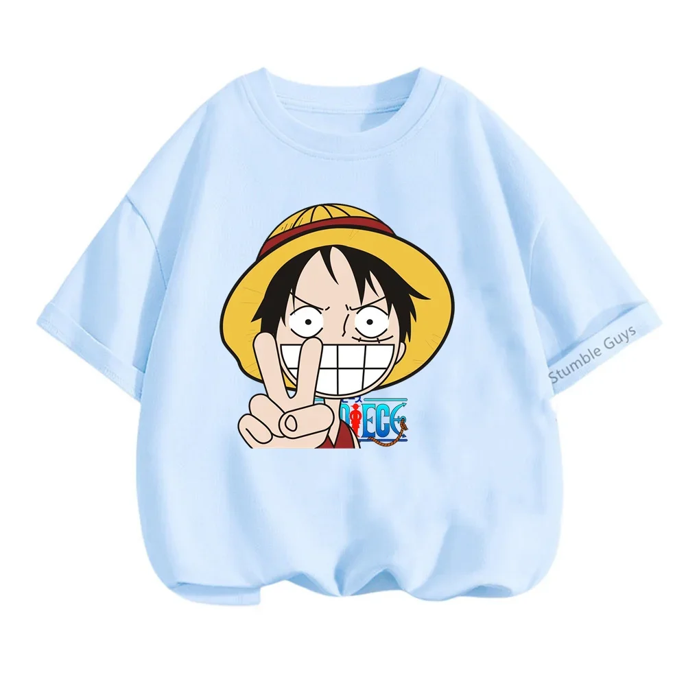 New Anime One Pieces Tshirt Kids Boys Clothes Girls Luffy T Shirt Boy Clothing Zorro T-shirt Summer Teen Short Sleeve Tops Tees