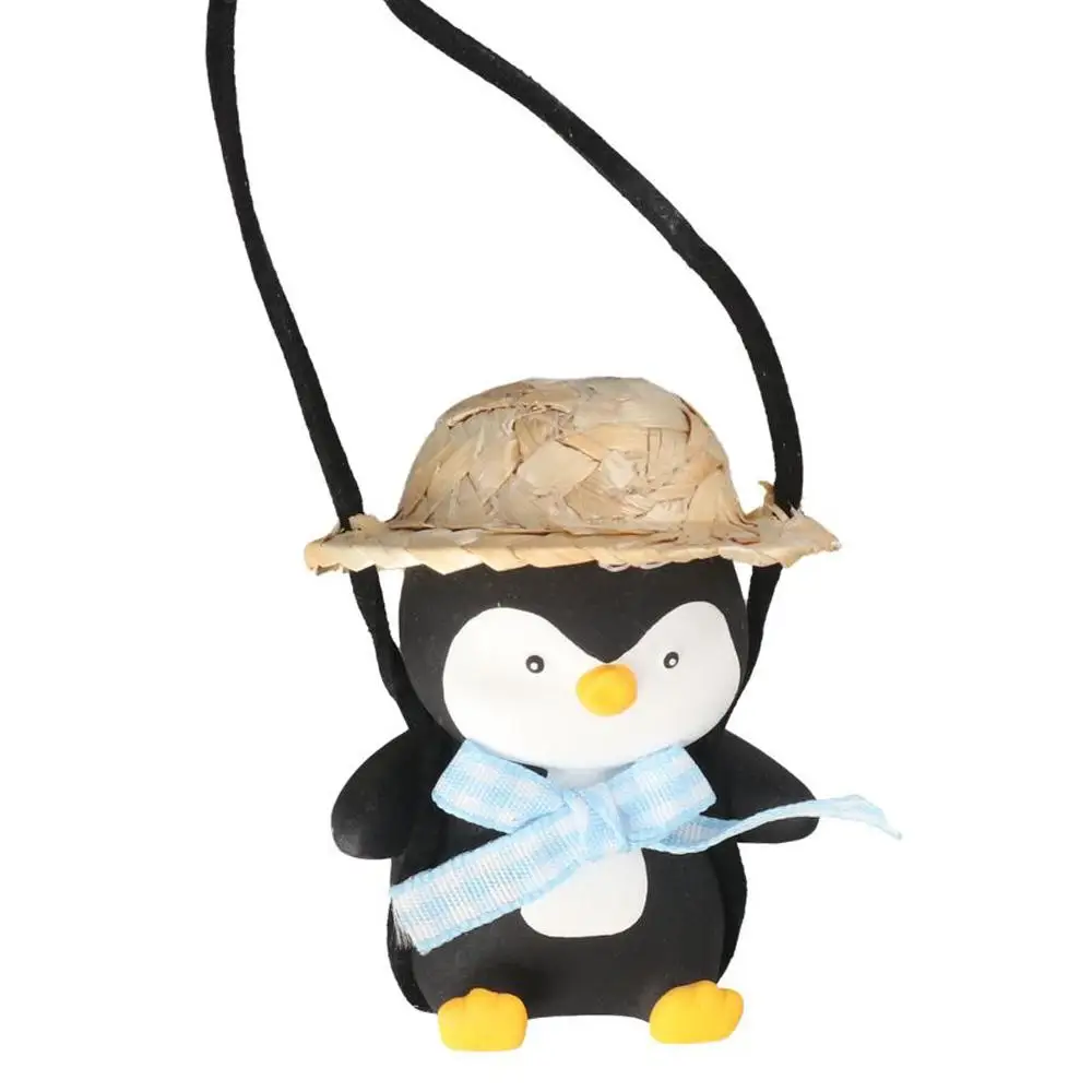 Penguin Shape Swinging Penguin Car Pendant 6*4.5*5cm Rope length: 11~18cm Penguin Car Hanging Ornament Gypsum Plaster