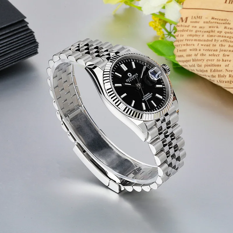 นาฬิกาข้อมือกลสุดหรูขนาด36มม. นาฬิกาออโตเมติกผู้ชายปลาหมึกดำน้ำ100ม. กันน้ำได้ BGW-9ส่องสว่างไพลินกระจก SW200 PT5000