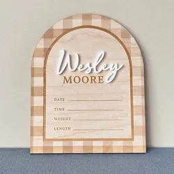 Custom Baby Boy Name Announcement Sign Boy Hospital Birth Announcement White Acrylic Name Plaque Photo Souvenir Props