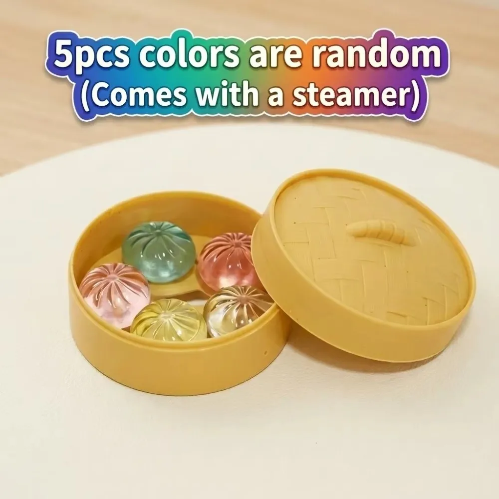 1/5pcs New Mini Dumplings Toy with Steamer Squeezable Stress-relieving Gift Fidget Sensory Toy Birthday Favors