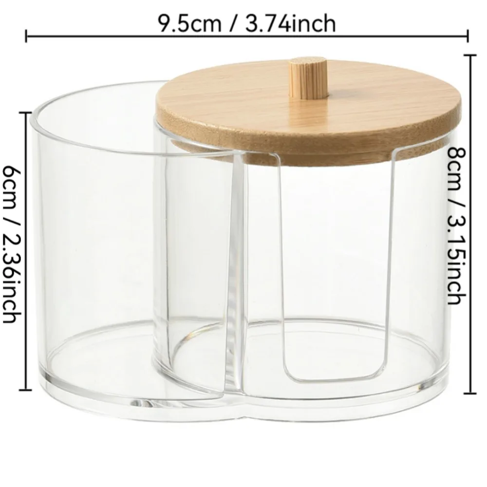 1pc Organizzatore cosmetico antipolvere di grande capacità Organizzatore di bastoncini di cotone, coperchio in bambù, batuffolo di cotone portatile e supporto per soffio di polvere