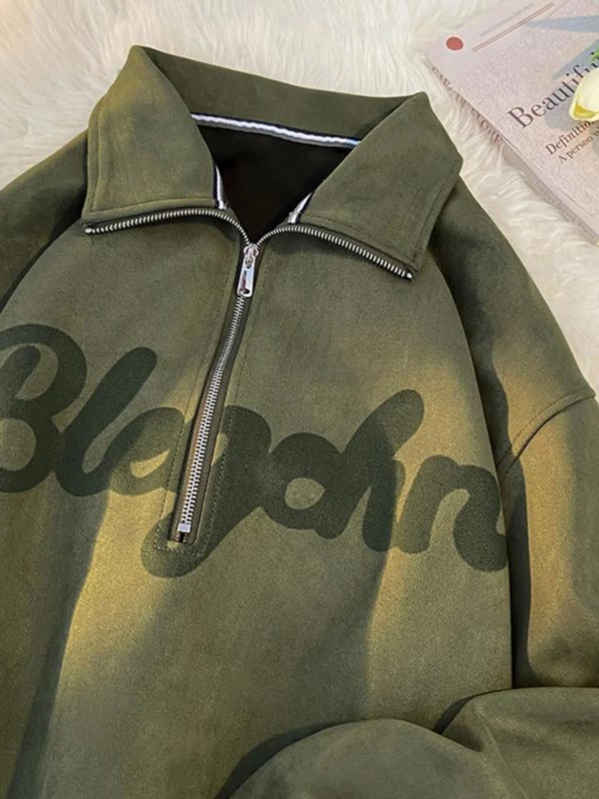 

Large Size 300 Pounds American Retro Neck Sweatshirt Men Spring Autumn Design Unique American Style Top Casual Loose Fit