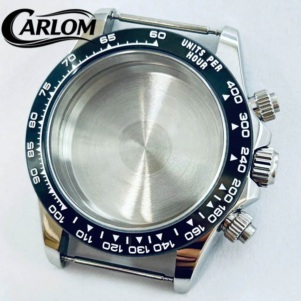 39mm VK63 VK64 Uhrengehäuse Edelstahl Silber Schwarz Saphirglas für VK63 VK64 Quarz-Uhrwerk Modifiziertes Uhrenzubehör