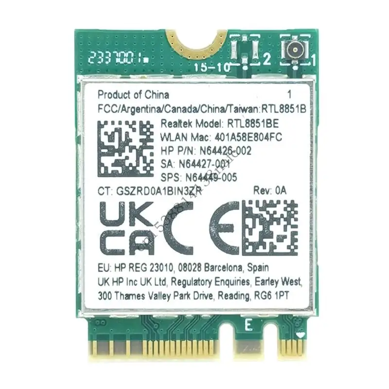 

594F AX900 RTL8851BE WIFI6 Беспроводная карта 2.4/5 ГГц сетевой адаптер с Bluetooth-совместимым 5,2 для ноутбуков Win10