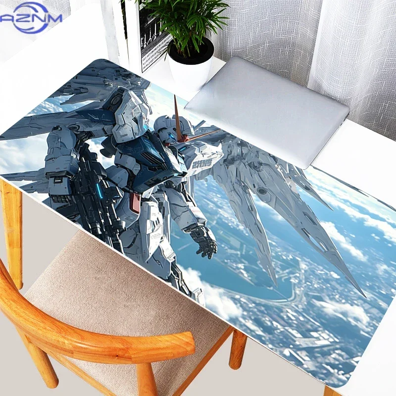 Bright Sky Cloud Background Anime Sci-fi Mecha With Blazing Beam Effects Mouse Pad, Rubber Non Slip Backing, Smooth Surface Gami