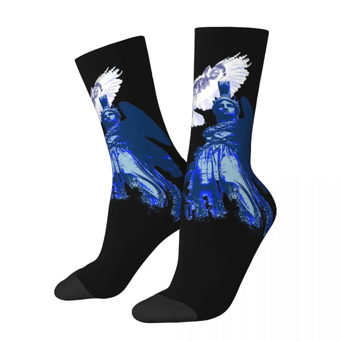 Hip Hop Athena And The Owl Crazy Men's compression Socks Unisex Ancient Greek Goddess Street Style Pattern Printed Crew Sock