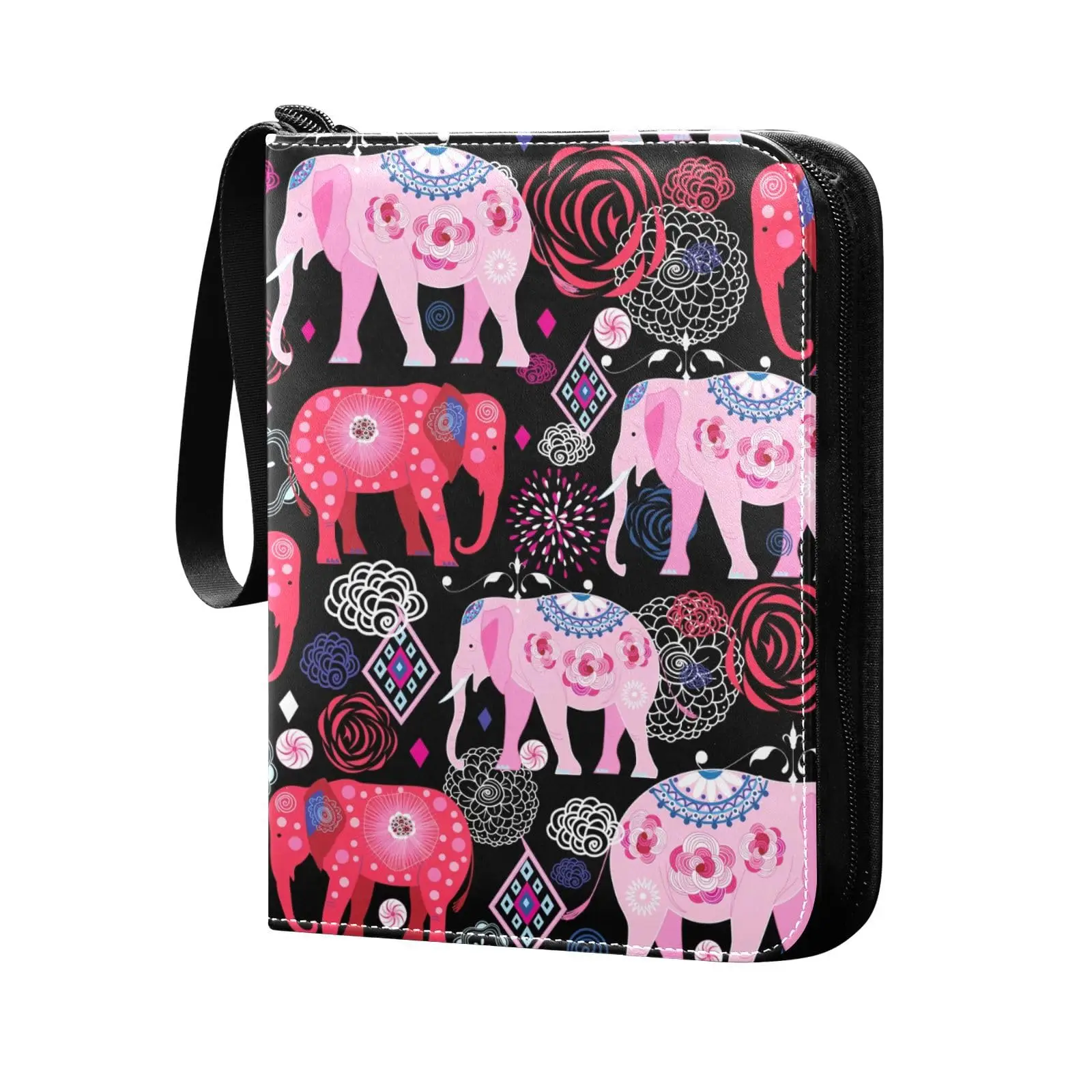 Beautiful Elephant 4 Pocket Cards Binder, 400 Double Sided Pocket Album for Sport Game Cards, Unique Card Collection Storage