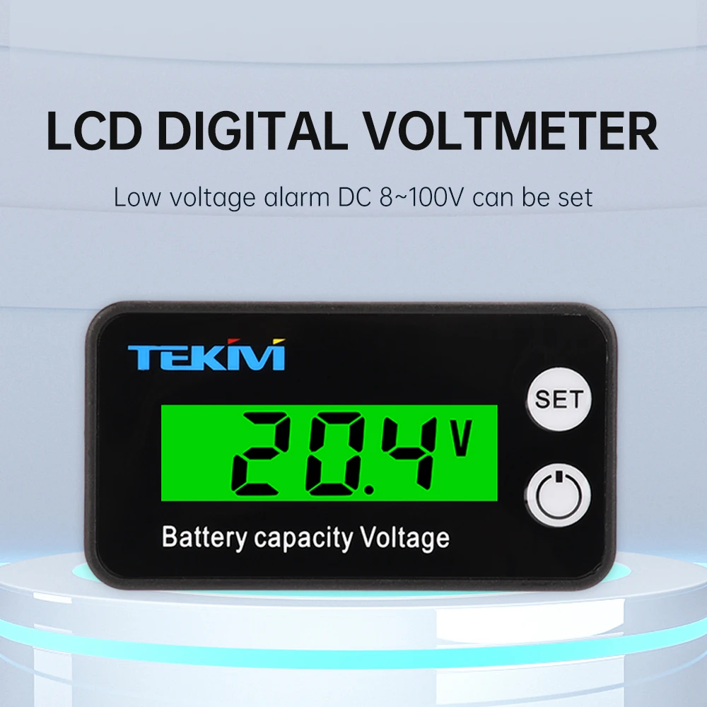 

6136B DC 8~100V High-Precision LCD Digital Voltmeter Battery Capacity Indicator Power Meter With Low Voltage Alarm