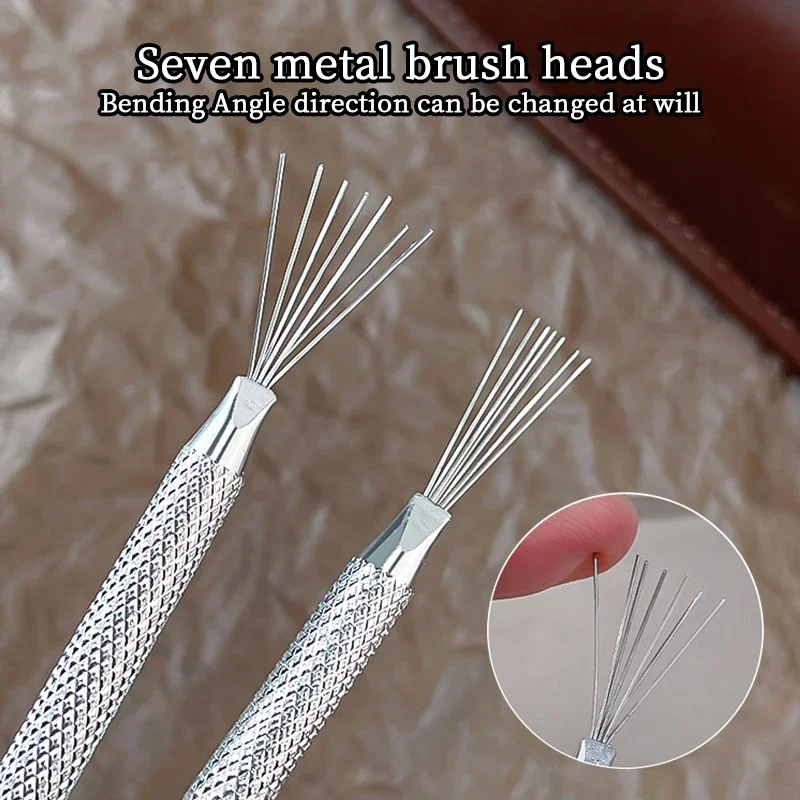 7 Pin Stripe Steel Nail Brush Liner Brush Ultra-thin Line Drawing Pen Manicure Wood UV Gel Brushes 3D Tips Painting Tools Nail