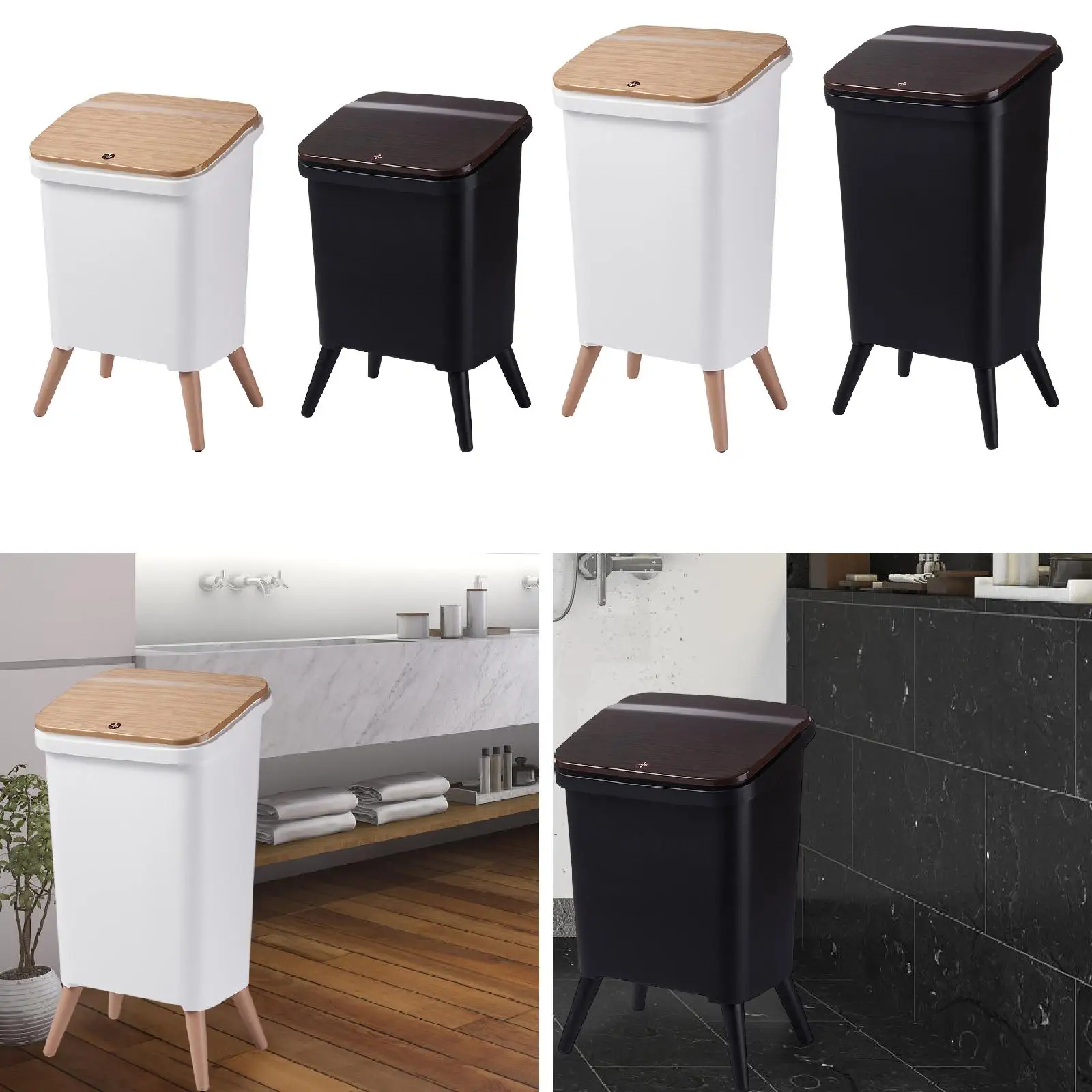 

Modern Garbage Container Basket with Elevated Structure Large Wastebasket for Living Room Home Office Segregation
