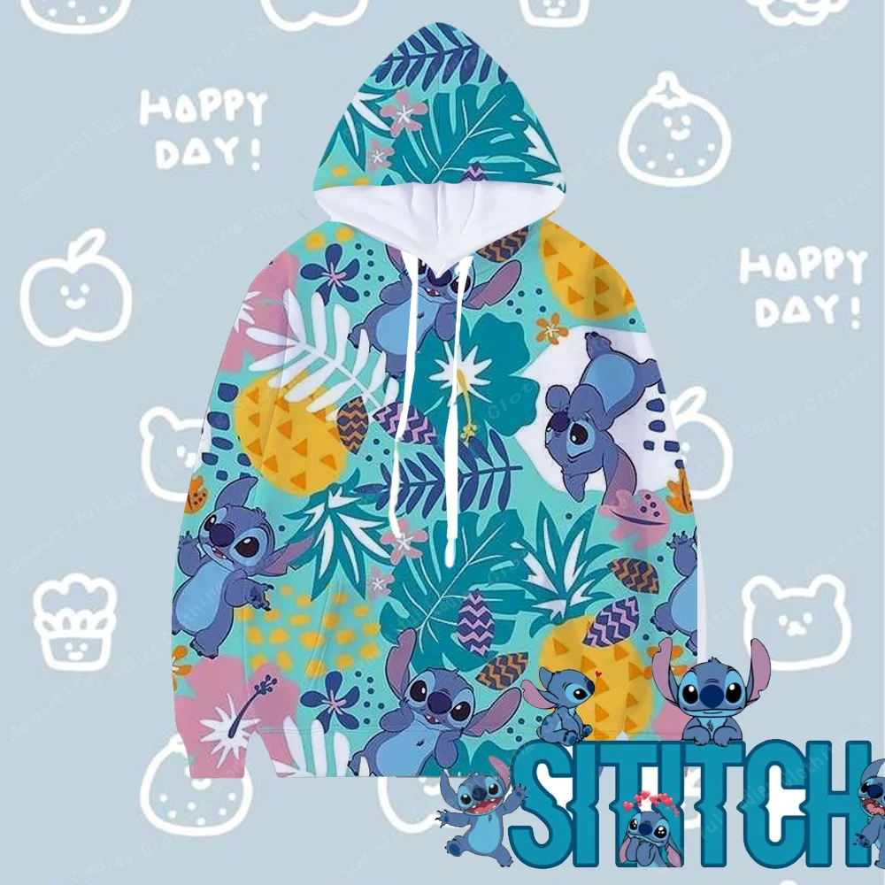 Stitch Cartoon Print Hoodies Women Hooddie Sweatshirt With  Winter And Autumn Causal Women's Oversized Clothing