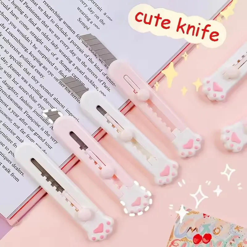 1 Piece Cat Paw Style Retractable Art Knife For Disassembly And Delivery Journal Diy Sticker Cutting And Manual Material Cutting