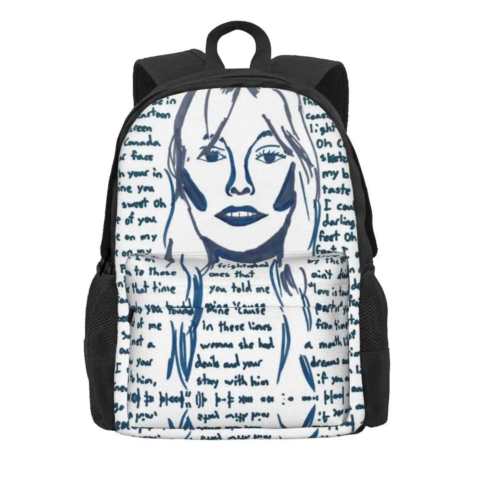 Case Of You Hot Sale Schoolbag Backpack Fashion Bags Joni Mitchell Case Of You Lyrics Singer Folk Musician Poetry Markers Court