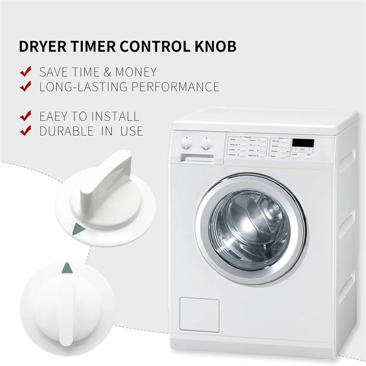 WE1M652 Dryer Timer Knob with Reinforced Metal Sleeve Protection for G-E Hot-Point Dryer - Replaces AP3995164 PS1482196