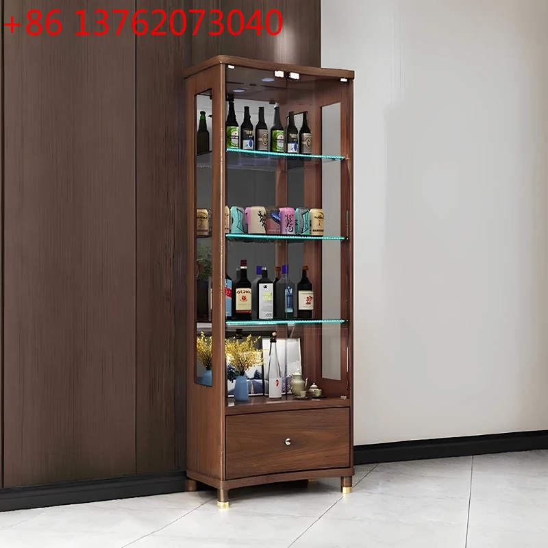 

Новый китайский винный шкаф с двойной открытой стеклянной дверью, витрина, бытовой встроенный настенный шкаф для хранения в ресторане