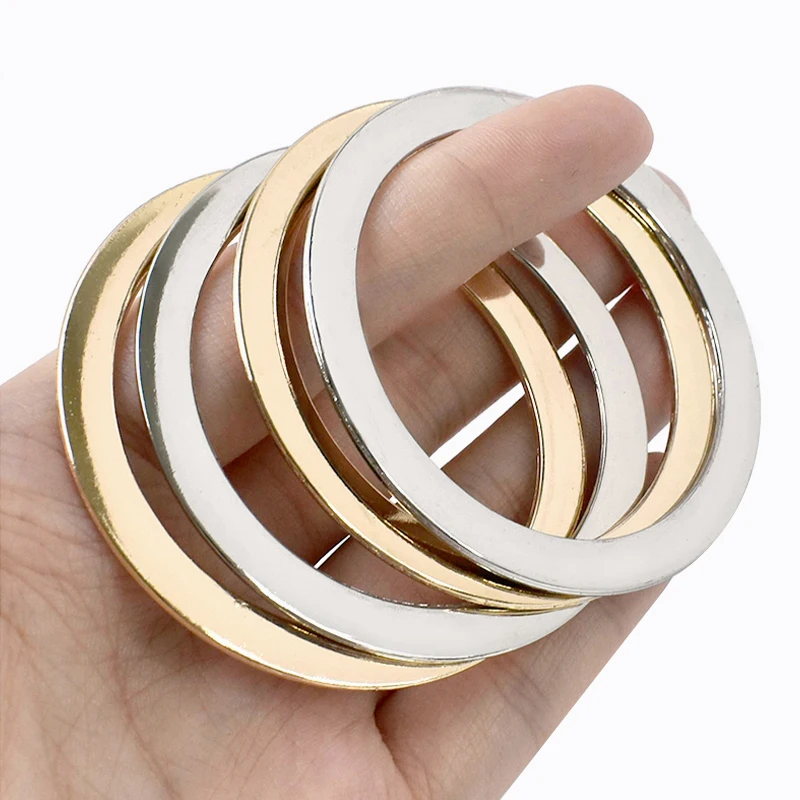 10Pcs Deepeel 40/50mm Metal Flat Round O Ring Bag Handle for Women Handbag Decor Loop Clasp DIY Hardware Bags Accessories