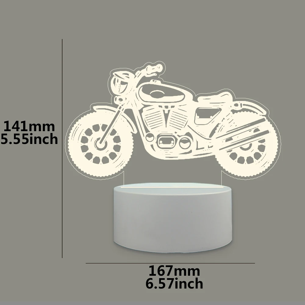 Motorcycle DIY  Children\'S Lamp For Bedroom Decor Light Christmas Gifts 3D Led Night Color Changing