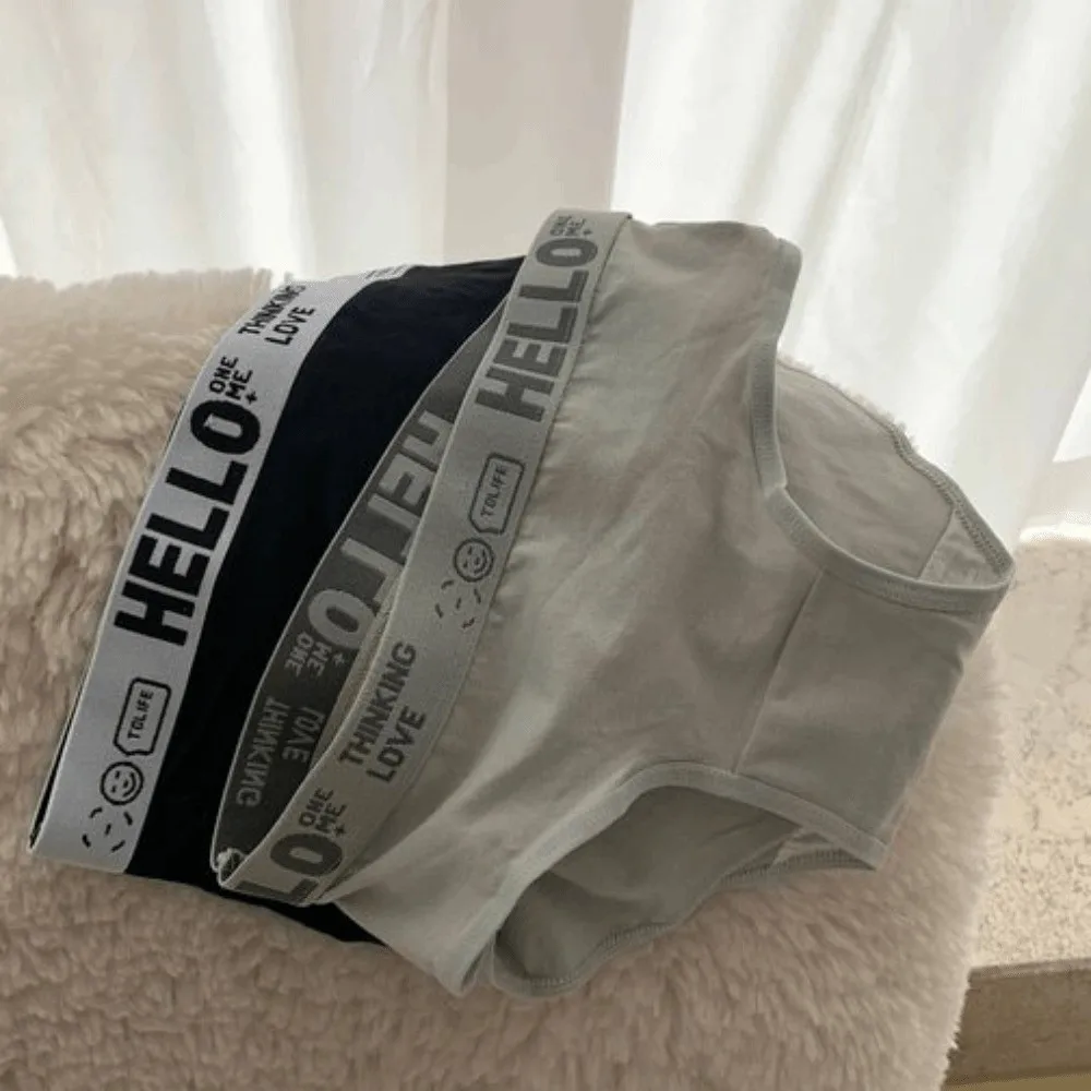 

4Pcs Cotton Crotch Women Cotton Panties Set English Letter Underwear Sports Style Briefs Elastic 4PCS Letter Underpants