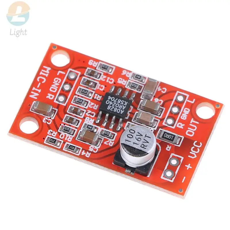 Preamplifier Board AD828 Stereo Dynamic Microphone Preamplifier Board Mic Preamp DC 3.7V-15V 12V
