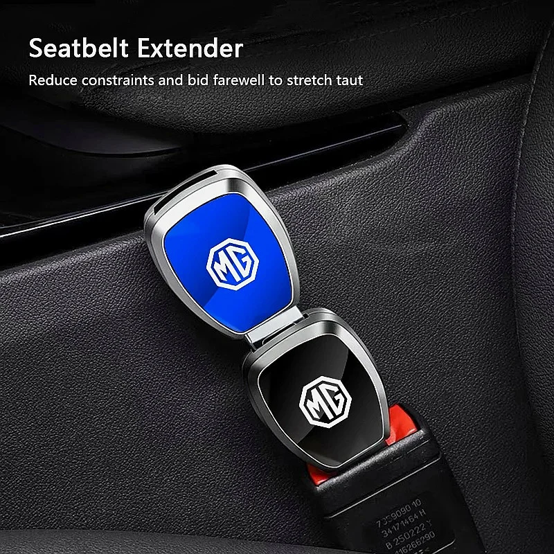 Metal Seat Belt Buckle Extension Clip Safety Seatbelt Extender For MG HS ZS MG4 Mulan MG5 GT, Mirror Finish MG Logo Car Interior
