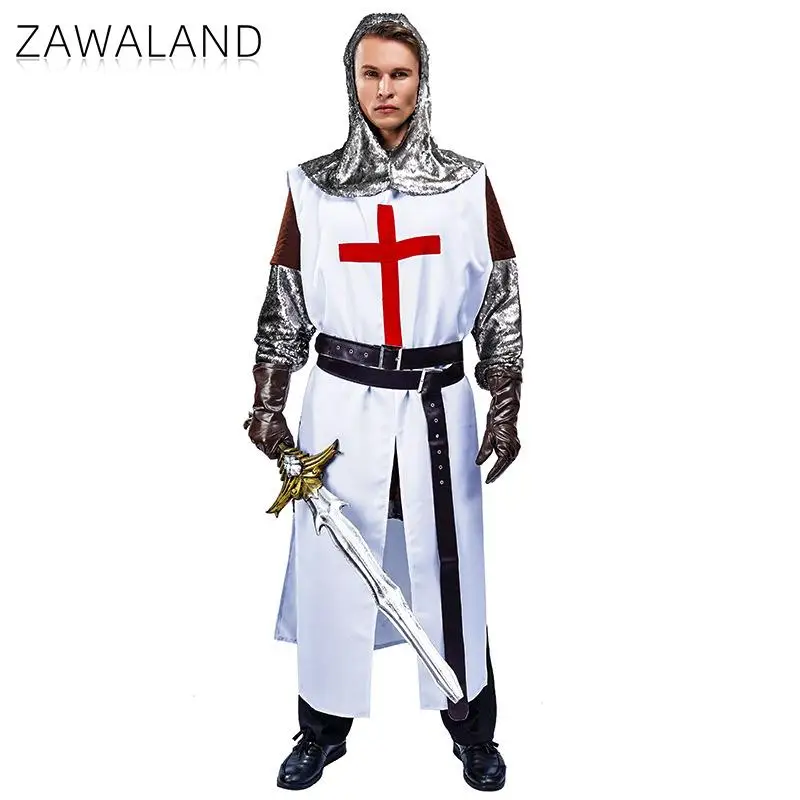 

Zawaland Halloween Holiday Party Knight Clothing Set Cosplay Costume Warrior Man Fashion Stage Performance Carnival Clothes