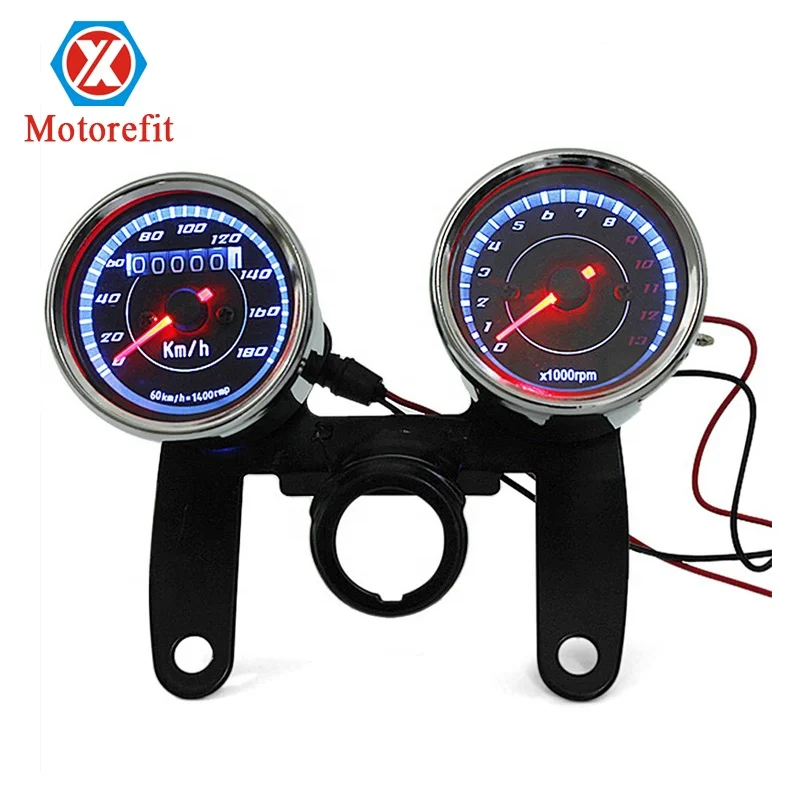 2 in 1 Motorcycle LED Backlight Odometer & Tachometer Speedometer Gauge Universal Motorbike Motocross Accessories