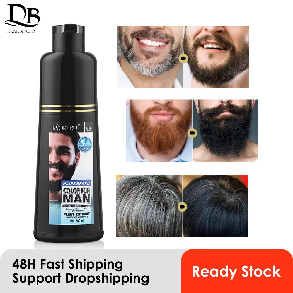 

Натуральный крем-краска для черной бороды для мужчин, быстрый цвет, воск для усов, стойкий воск для ухода за бородой