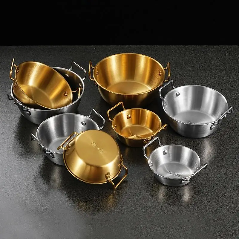1pc 304 Stainless Steel Instant Noodle Bowl Korean Rice Wine Bowl With Handle Salad Snack And Fries Bowl