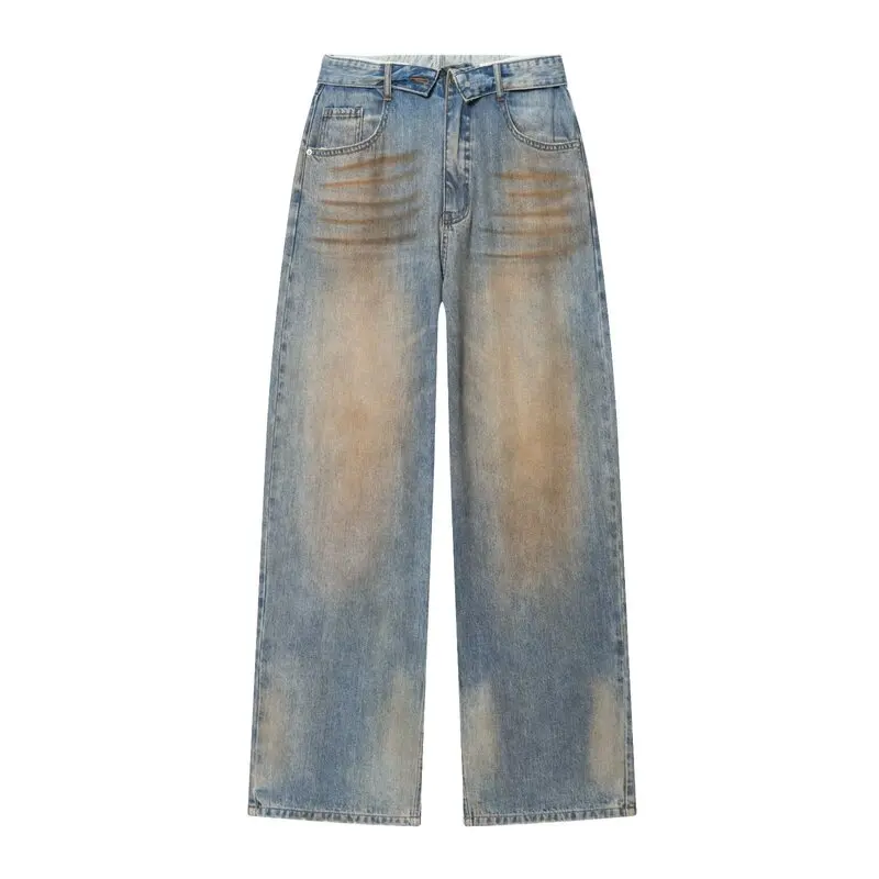 Spring 2026 Women's Casual Loose Leg Jeans New Arrival Ripped Cuffed Denim mid Waist Long Pants Ladies Fashion Spring Season