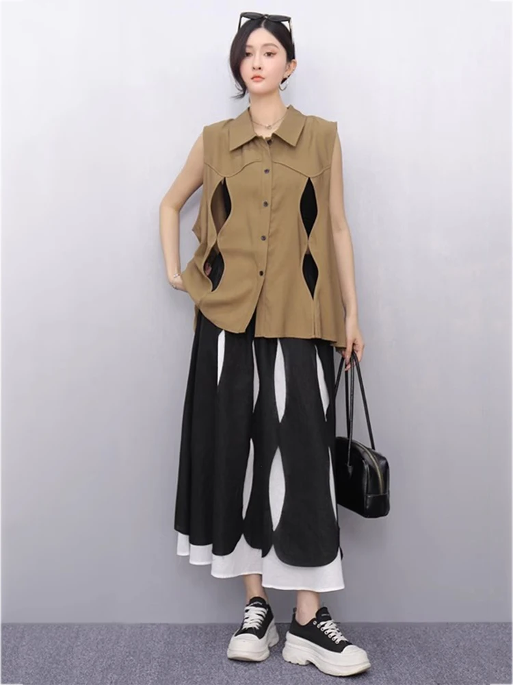 XITAO évider revers Simple boutonnage gilet décontracté couleur unie mode ample sans manches nouveauté Simple femme gilet GYX1620