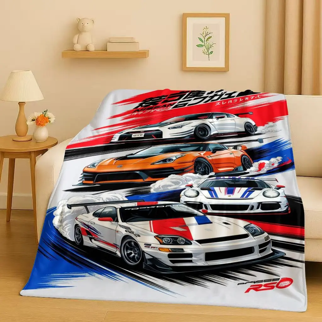 Klassische E36 Rennwagen Cartoon-Kunst Flanelldecke, Ultra Weich, Warm, Plüschdecke für Zuhause, Schlafzimmer, Bett, Sofa, Camping, Reisen