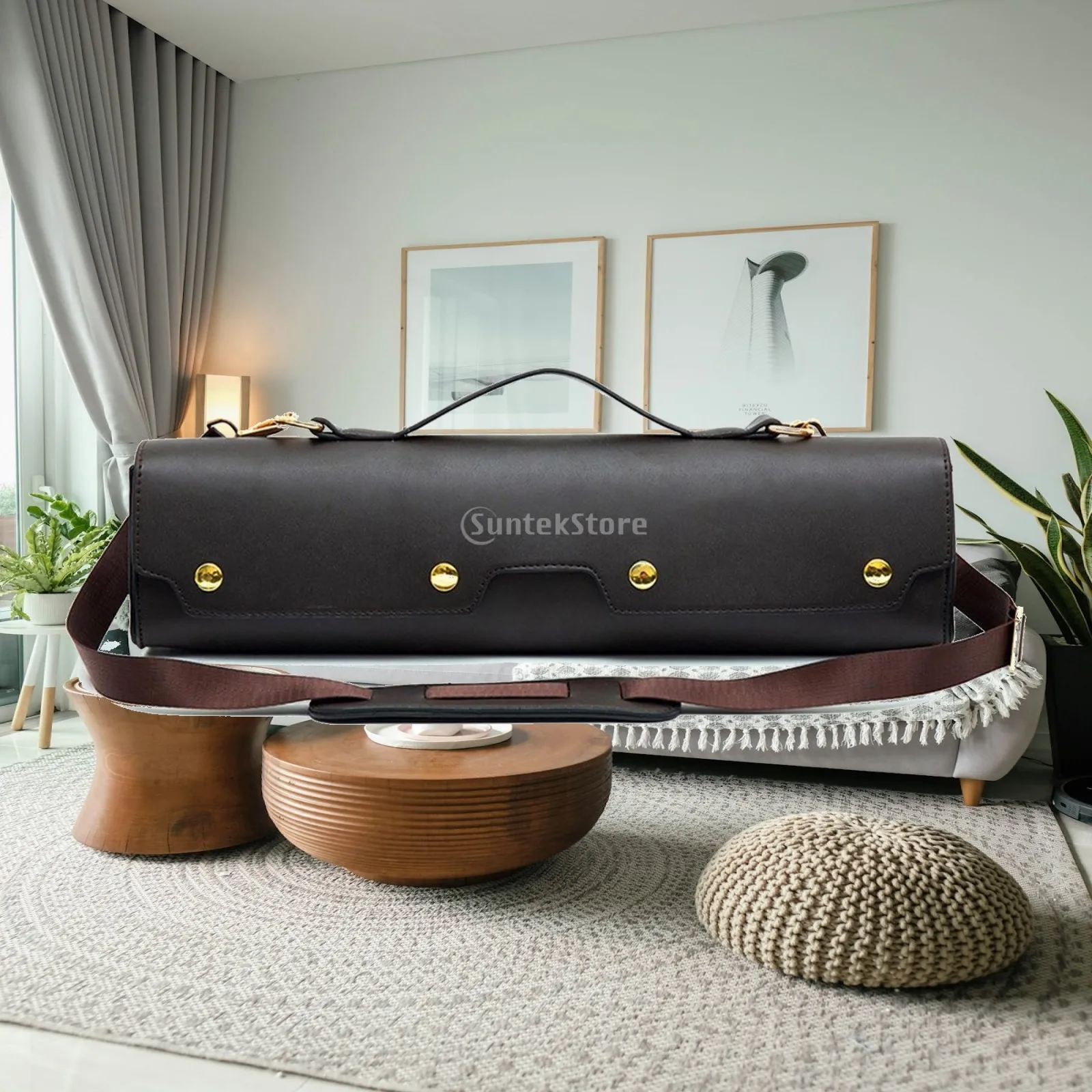 Durable Flute Bag for C Flute with Gold Snap Fasteners and Padded Grip Handle