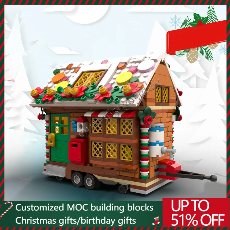 

723 детали MOC, рождественская серия, мобильная модель кабины, строительный блок, кирпичи, сделай сам, креативный сборочный набор, развивающая игрушка, подарки на день рождения