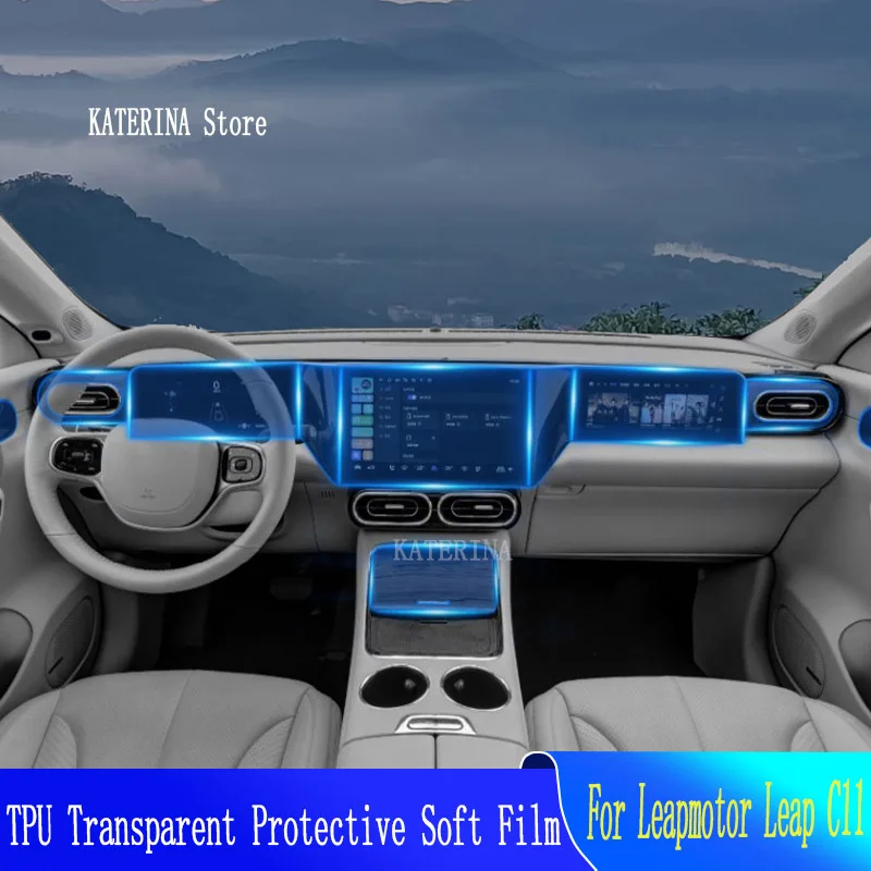 

For Leapmotor Leap C11(2021-2023)- Anti-scratch Car Interior Center Console Transparent TPU Protective Film