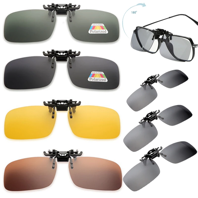 Car Polarized Sunglasses Night Safety Driving Glasses Clip On Flip Up Night Vision Glasses Anti-glare Driver Goggles Sunglasses