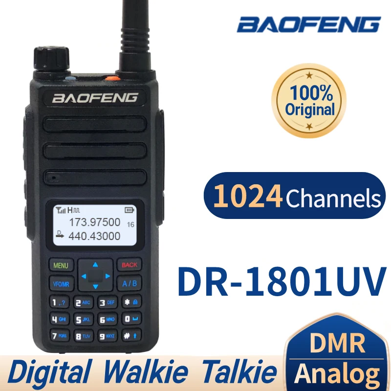 

BAOFENG DR-1801UV Digital Walkie Talkie DMR 2-Slot Dual Time Slots Digital/Analog Two Way Ham Radio DM-1801 Upgraded Version NEW