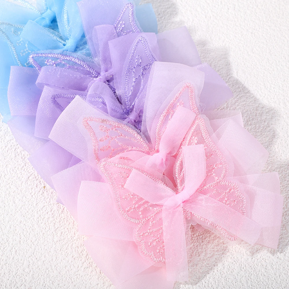 1PCS Cute Lace Embroidery Bows Hair Clips for Women Girls Sweet Solid Gauze Clip Princess Soft Hairpins Kids Hair Accessories