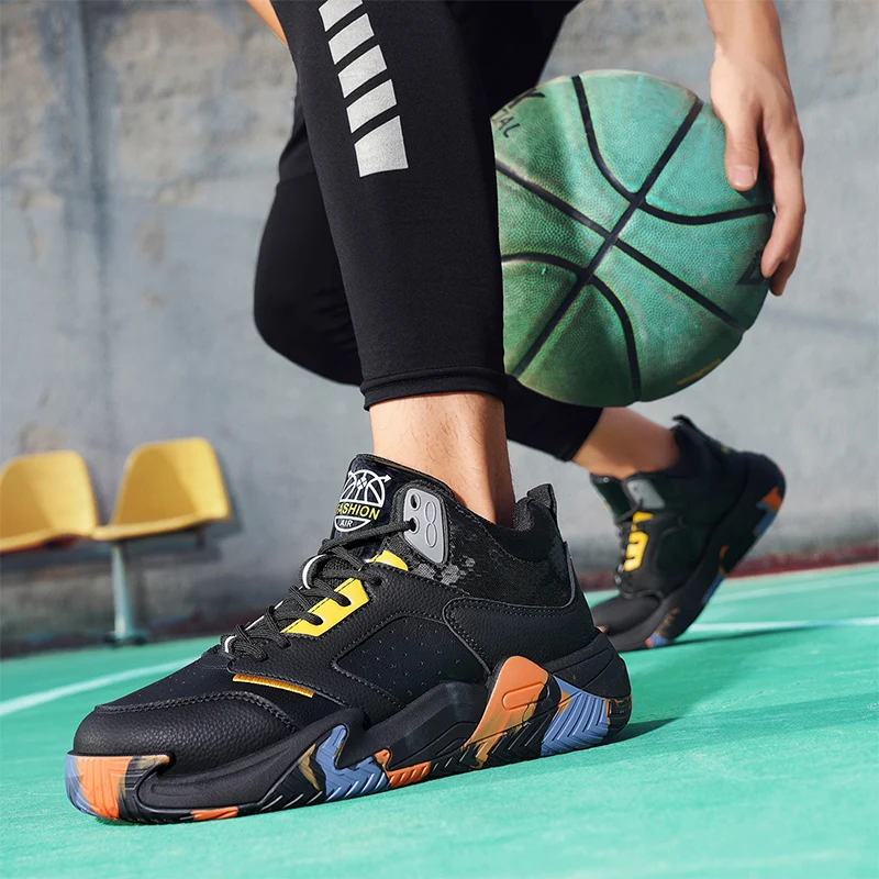 Basketball Shoes for Men High-top Sneakers Wear-resistant Anti-slip Outdoor Athletic Training Shoes Comfortable Man Sports Shoes