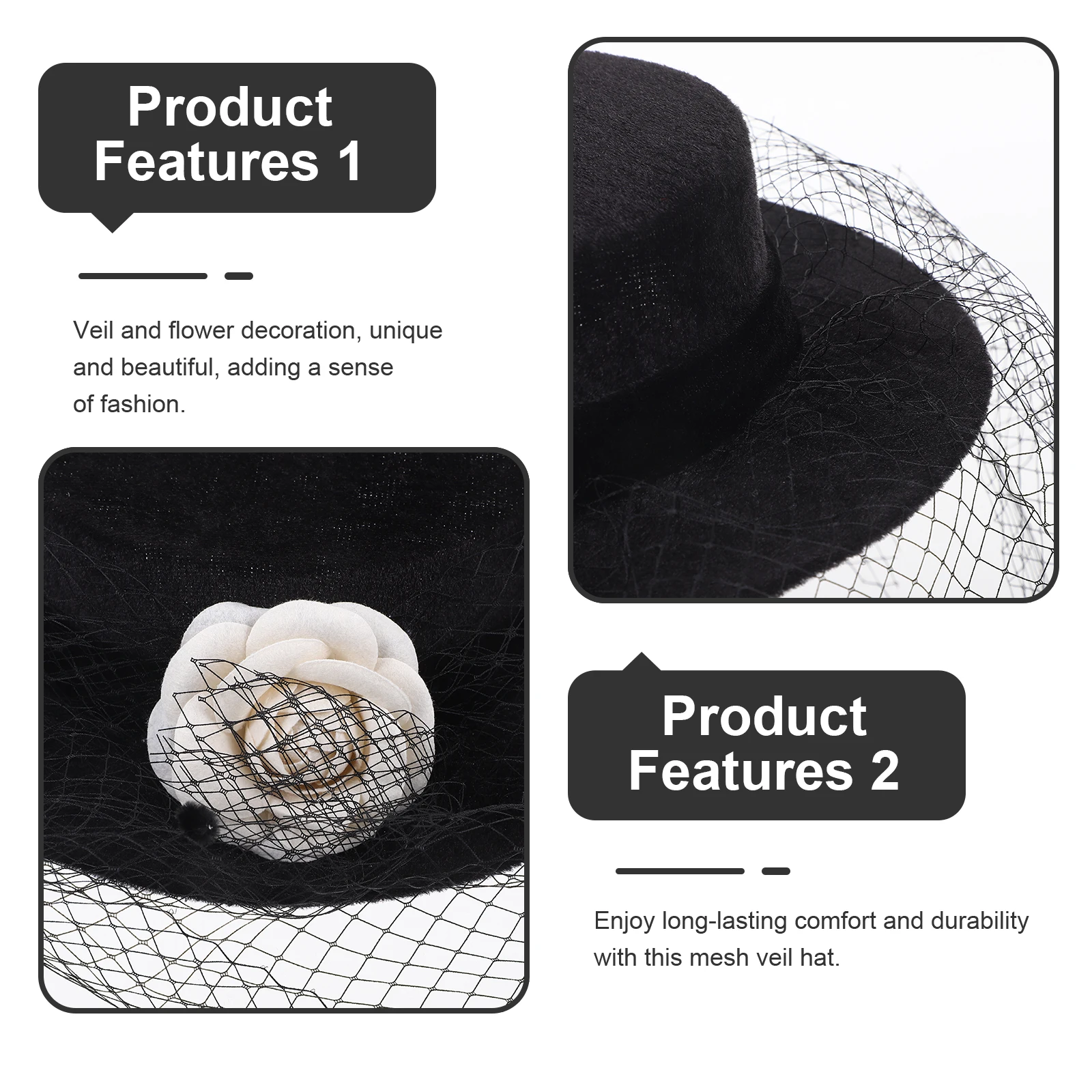

1pcs Hats Women Black Veil Wide Brim Sun Protection Wedding Accessories Breathable Mesh Hat Tea Hats Women