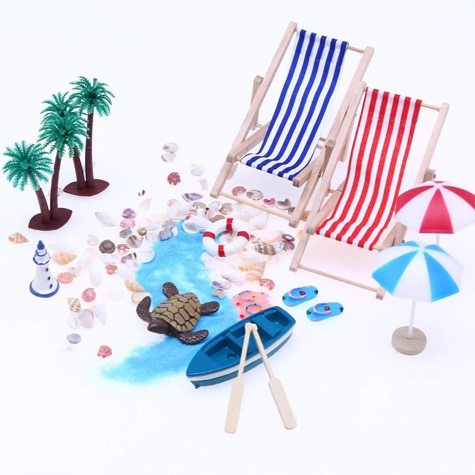 

Beach Miniature Dollhouse Decoration Miniature Toys DIY Doll House Cake Topper Decor Ornament Life Scene Garden Dollhouse