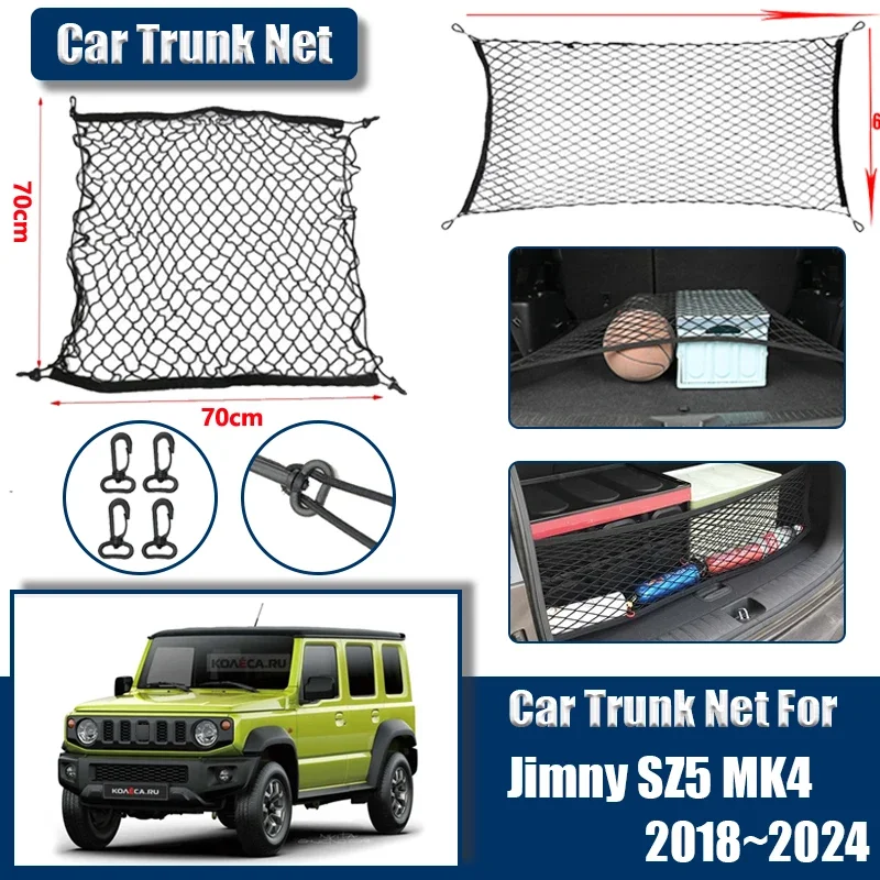 Voor Suzuki Jimny 2024 Accessoires MK4 2018-2023 Auto Kofferbak Netten Organizer Nylon Elastische String Bagage Netto Interieur onderdelen