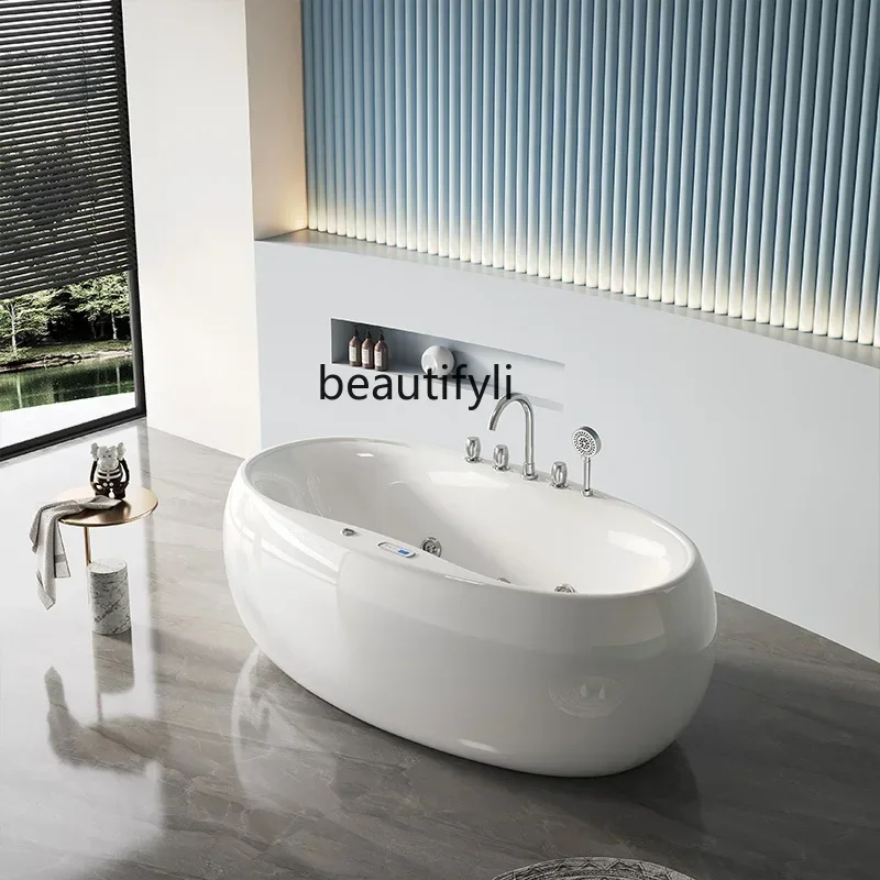 

Household thermostatic heating surf massage cylinder independent oval acrylic bathtub bathtub