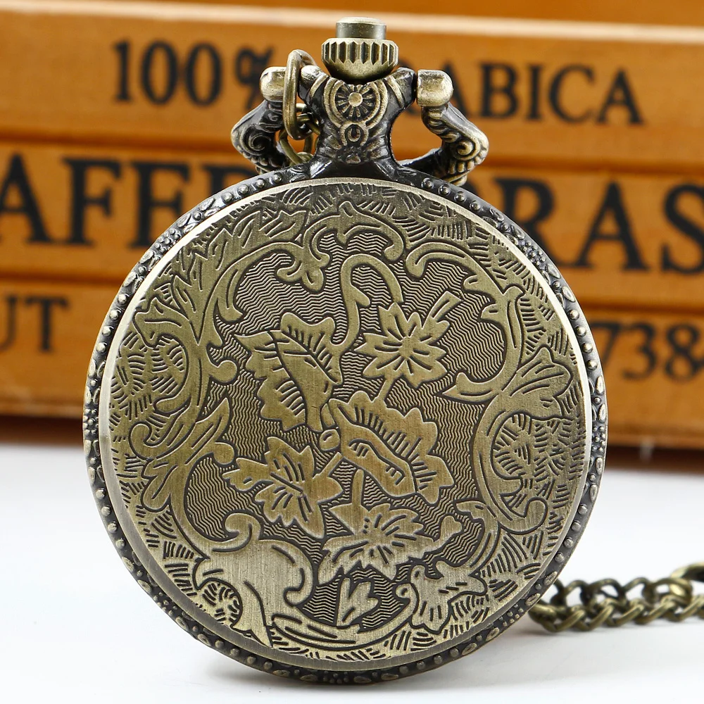 Bronze Train Locomotive Engine Retro Quartz Pocket Necklace Pendant Watch Chain Clock Best Gifts for Men cf1070