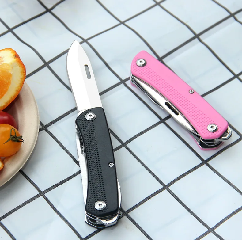 Imagem -03 - Tiger Multi-funcional Dobrável Faca de Bolso Faca de Acampamento Lâmina de Aço Inoxidável Cortador de Frutas para Acampamento ao ar Livre Sobrevivência